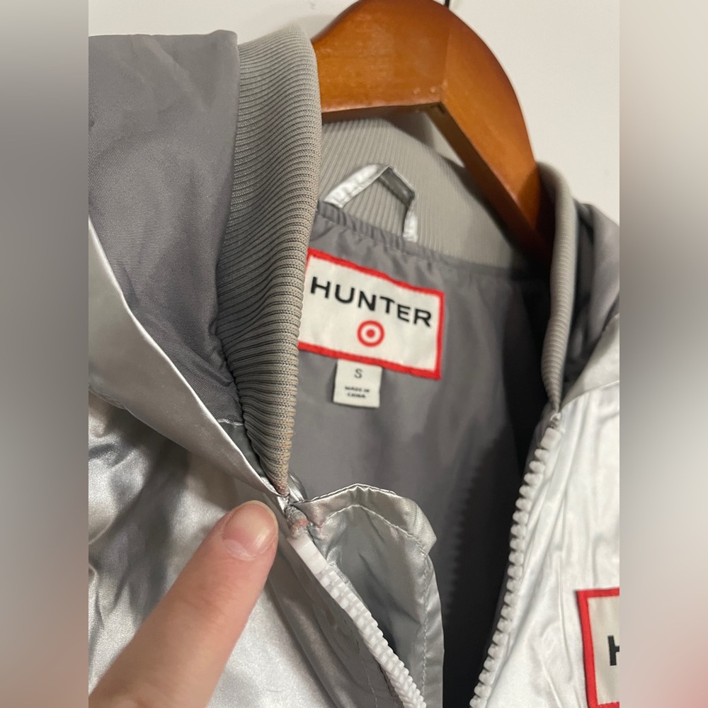 HUNTER X TARGET Silver Metallic Lined Windbreaker Bomber Jacket Unisex Small - Picture 11 of 14